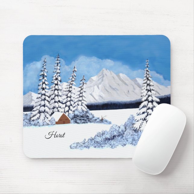 Snowy Winter Mouse Pad (With Mouse)