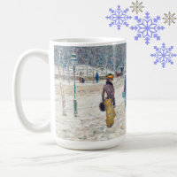 Snowy Winter New York City Scene Vintage Art