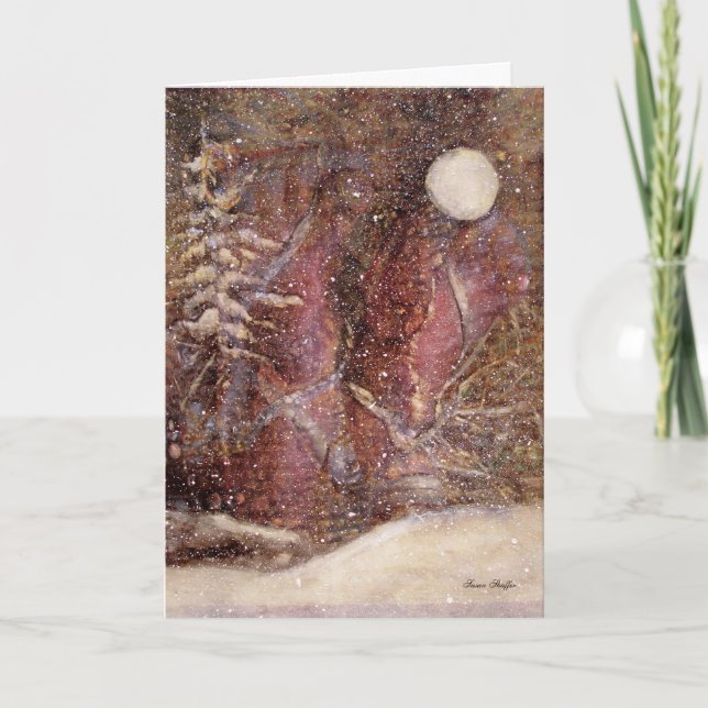 Snowy Winter Night Christmas Card (Front)