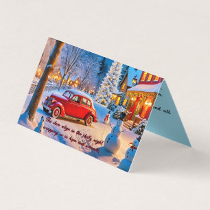 Snowy winter night scene Christmas card