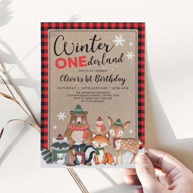 Snowy Winter ONEderland Woodland Forest Birthday Invitation (Creator Uploaded)