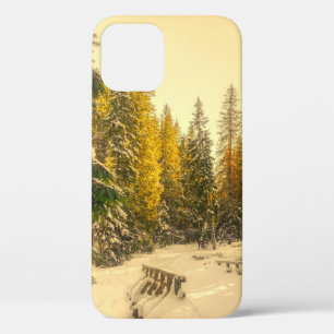 Snowy Winter Path with Pine Trees iPhone 12 Case