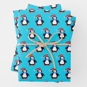 Snowy Winter Penguin  Wrapping Paper Sheet