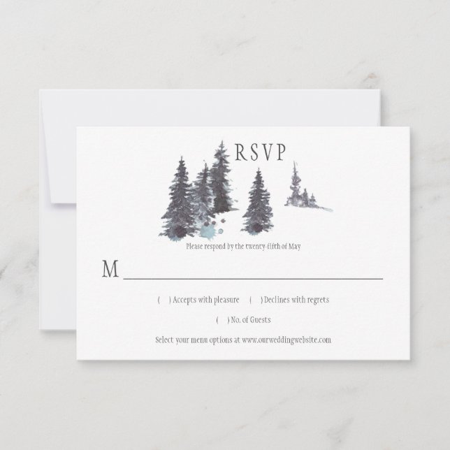 Snowy Winter Pine Trees Snow | RSVP Card (Front)