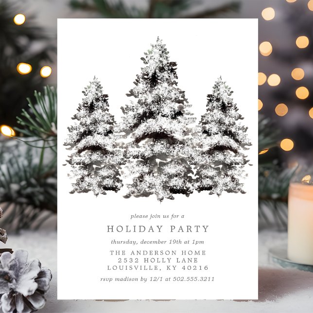 Snowy Winter Pines Holiday Party Invitation (Creator Uploaded)