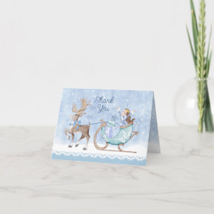 Snowy Winter Princess Birthday Thank You Card