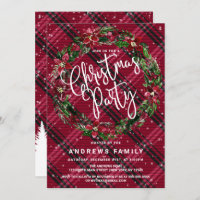 Snowy Winter Red Floral Wreath Flannel Christmas