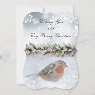 Snowy Winter Robin Christmas Greeting Holiday Card