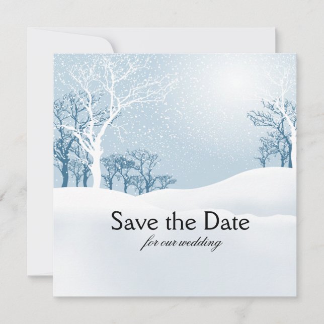 Snowy Winter Save the Date ice blue (Front)