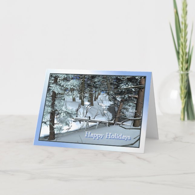 Snowy Winter Scene Holiday Card (Front)