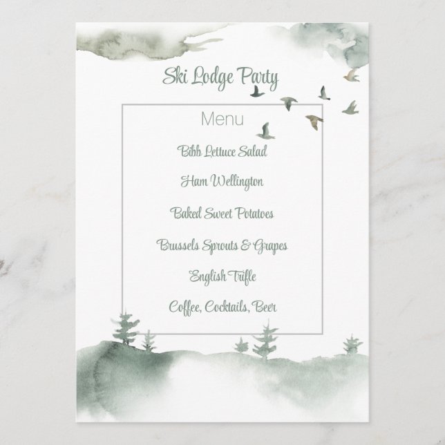 Snowy Winter Scene Menu Card (Front)