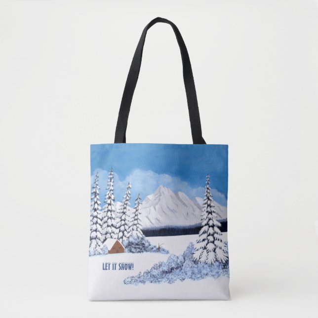 Snowy Winter Scene Tote Bag (Front)