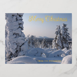 Snowy Winter Scenery Christmas Foil Holiday Postcard