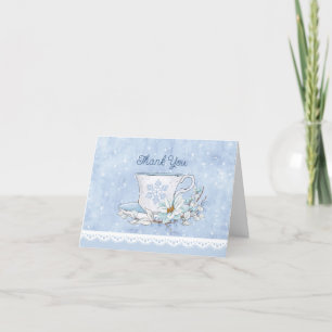 Snowy Winter Tea Party Thank You Card