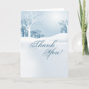 Snowy Winter Thank You - ice blue Card