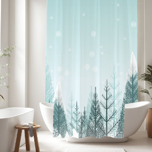 Snowy Winter Trees Shower Curtain