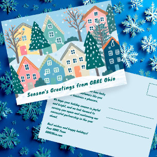 Snowy Winter Village Holiday Christmas CUSTOM Postcard