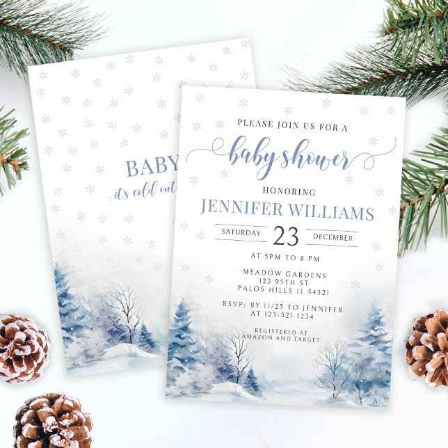 Snowy Winter Wonderland Baby Boy Shower invitation (Creator Uploaded)