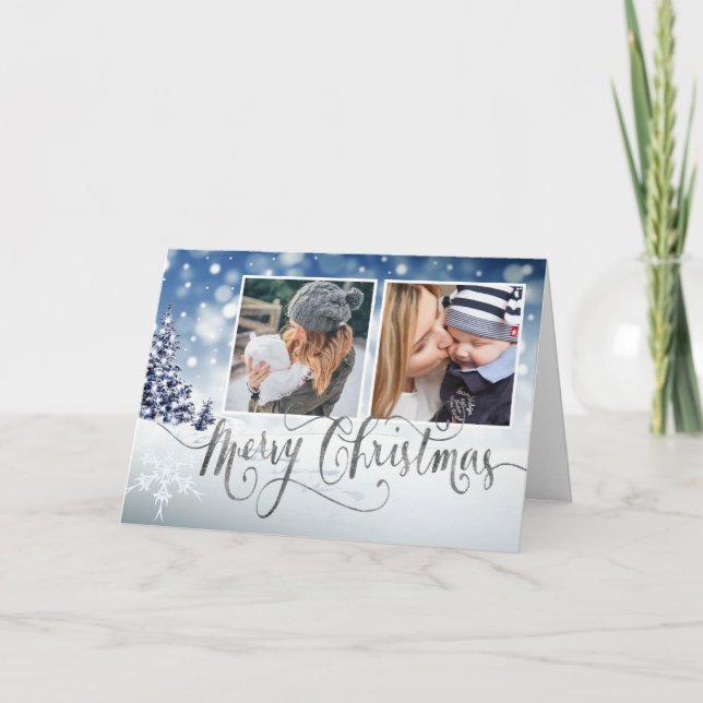 Snowy Winter Wonderland Elegant Christmas Card (Front)