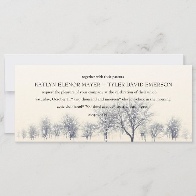 Snowy Winter Wonderland Winter Wedding Invitation (Front)
