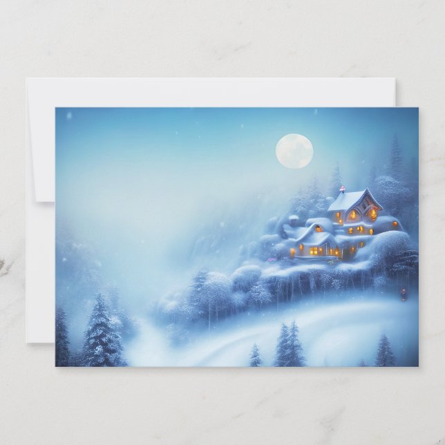 Snowy wonderland home budget Christmas Holiday Card (Front)