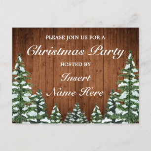 Snowy Wood Christmas Party Invitation Postcard