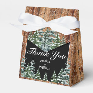 Snowy Wood & Forest Black Thank You Wedding Favour Box