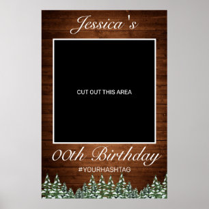 Snowy Wood & Forest Country Birthday Photo Prop Poster