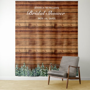 Snowy Wood & Forest Country Bridal Shower Photo Tapestry