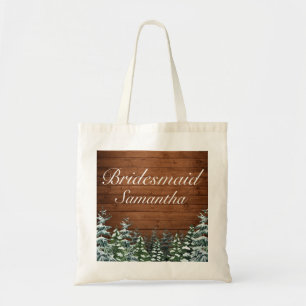Snowy Wood & Forest Country Bridesmaid Wedding Tote Bag
