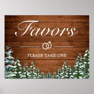 Snowy Wood & Forest Country Favors Wedding Sign