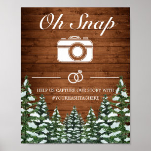 Snowy Wood & Forest Country Oh Snap Wedding Sign