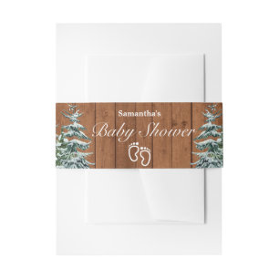 Snowy Wood & Forest Country Pine Baby Shower Invitation Belly Band