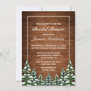 Snowy Wood & Forest Country Pine Bridal Shower Invitation