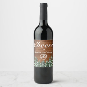 Snowy Wood & Forest Country Pine Cheers Wedding Wine Label