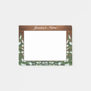 Snowy Wood & Forest Country Pine Custom Post-it Notes