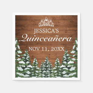 Snowy Wood & Forest Country Pine Tiara Quinceañera Napkin