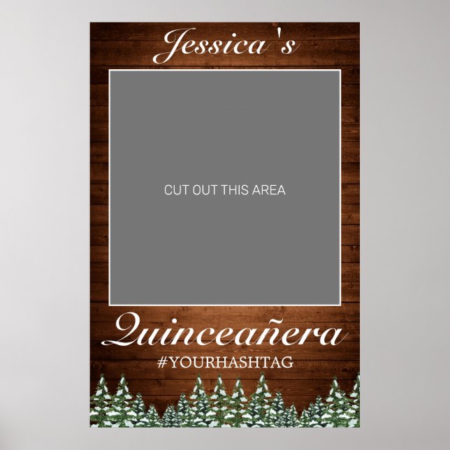 Snowy Wood & Forest Country Quinceañera Photo Prop Poster (Front)