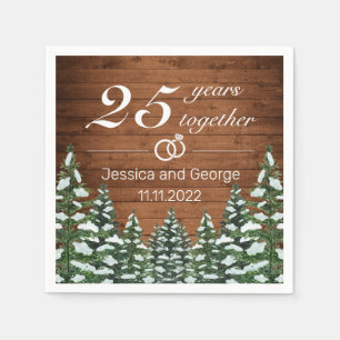 Snowy Wood & Forest Country Wedding Anniversary Napkin