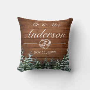 Snowy Wood & Forest Country Wedding Cushion