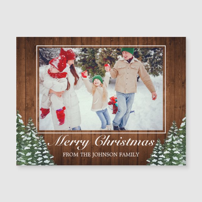 Snowy Wood & Forest Photo Merry Christmas Greeting (Front)