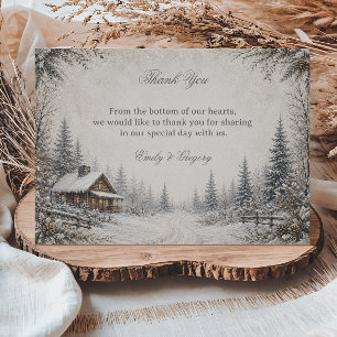 Snowy Woodland Artwork Rustic Thank You Card