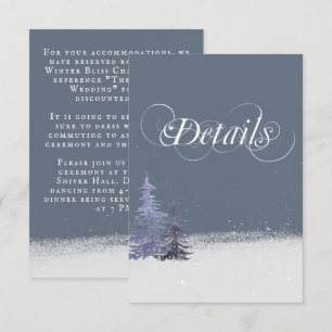 Snowy Woodland Forest Dusty Blue Wedding Details Enclosure Card