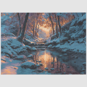 Snowy Woodland Landscape Decoupage Tissue Paper