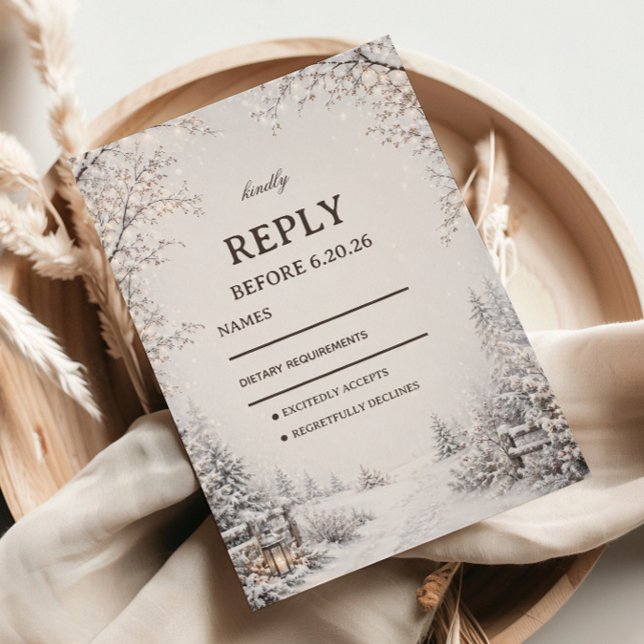 Snowy Woodland Path Between RSVP Card (Creator Uploaded)