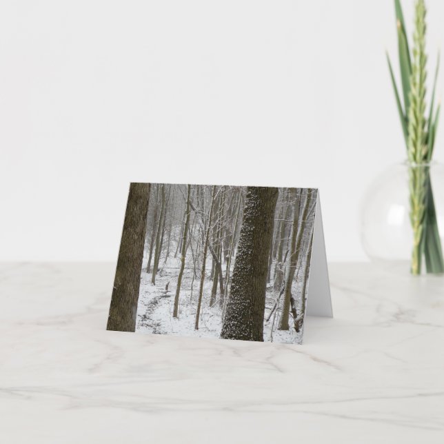 Snowy Woods Scene Holiday Card (Front)