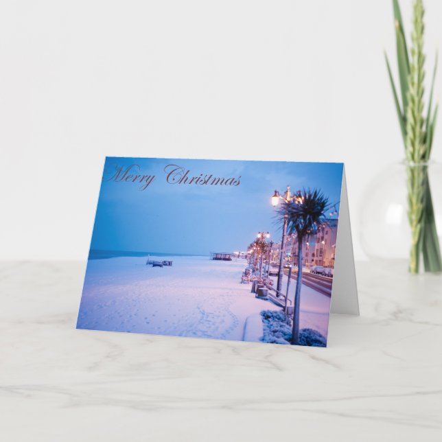 Snowy Worthing Seafront Christmas Card (Front)