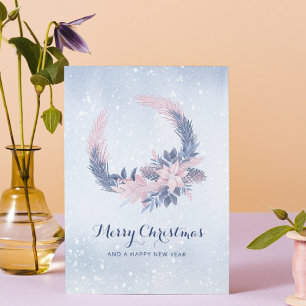 Snowy Wreath Botanical Christmas Non Photo Holiday Card