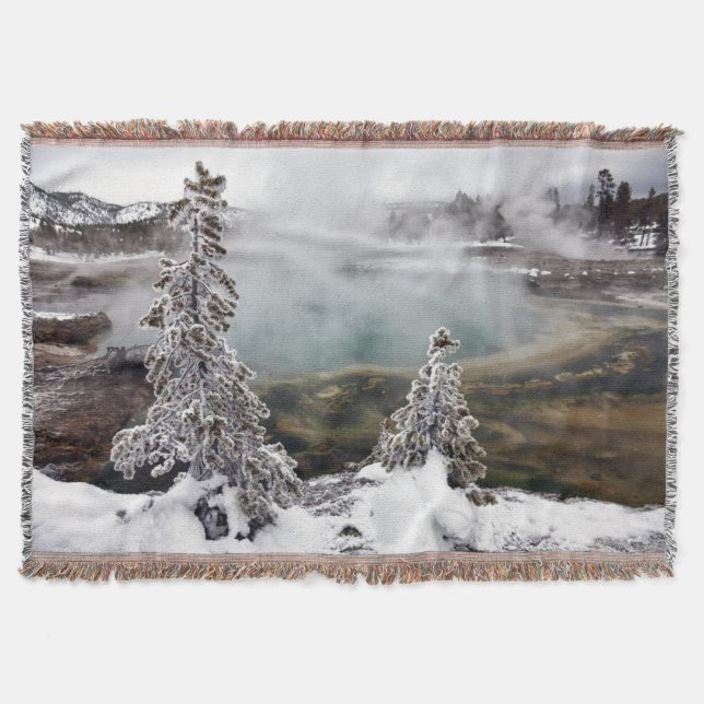 Snowy Yellowstone Throw Blanket (Front)