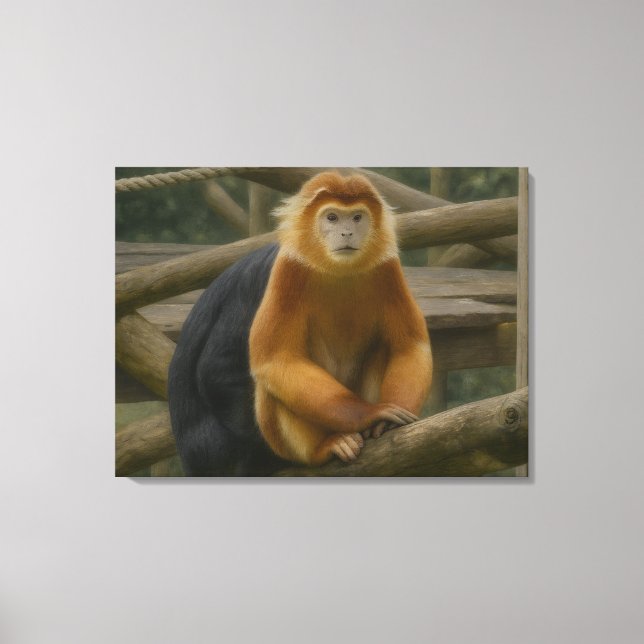 Snub-Nosed Monkey in Woodland Refuge Canvas Print (Front)